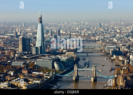 Aerial view looking West over the City of London. Stock Photo