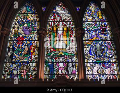 One of the stain glass windows in Southwark cathedral depicting a Shakespeare play.