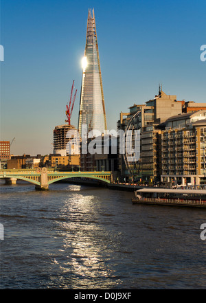 A view toward The Shard from the Millennium Bridge. Stock Photo