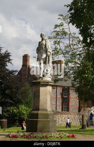 Statue of Nelson in Cathedral Close in Norwich. Stock Photo