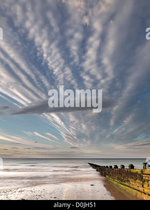 Sky and sea on the beach at Cromer in Norfolk. Stock Photo