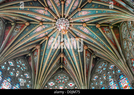 The Octagon painted ceiling in Ely Cathedral. Stock Photo