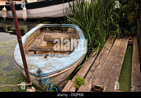 An old Boat on the River Great Ouse in Ely. Stock Photo