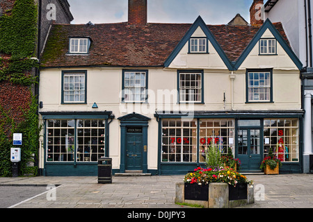 Old town Bury St Edmunds shops in Angel Hill. Stock Photo