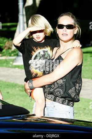 Sharon Stone and her son Laird out and about in Beverly Hills Beverly Hills, USA Stock Photo