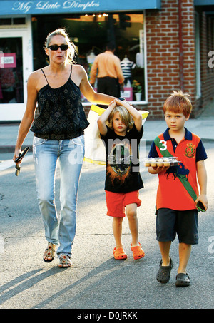 Sharon Stone and her son's Laird and Roan Joseph out and about in Beverly Hills Beverly Hills, USA - 15.08.10 Stock Photo