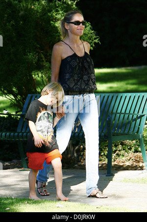 Sharon Stone and her son Laird out and about in Beverly Hills Beverly Hills, USA Stock Photo