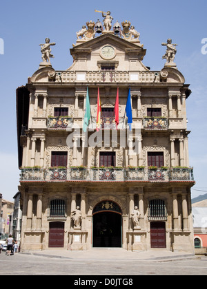 Pamplona, Spain: City Council facade. Stock Photo