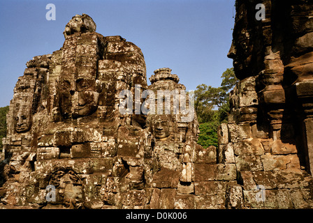 Travel Photography - The historic Bayon of Angkor Thom at the Temples of Angkor in Siem Reap Cambodia in Indochina Southeast Asia Far East. History Stock Photo