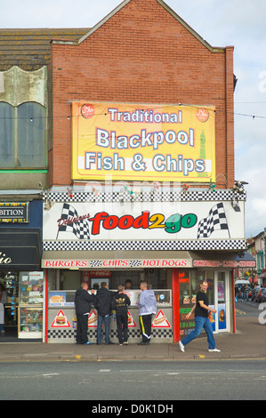 Traditional Blackpool fish and chip shop on the promenade