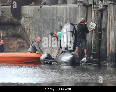 Filming of a submarine for 'Captain America: The First Avenger' on ...