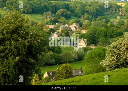 A view over the Cotswold village of Naunton. Stock Photo