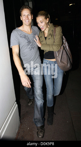 Brendan Cole and girlfriend Zoe Hobbs arriving back at their hotel London, England - 30.09.10 Stock Photo