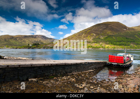 The Glenelg Ferry operates during the summer months from Glenelg on the mainland to Kylerhea on the Isle Of Skye. Stock Photo