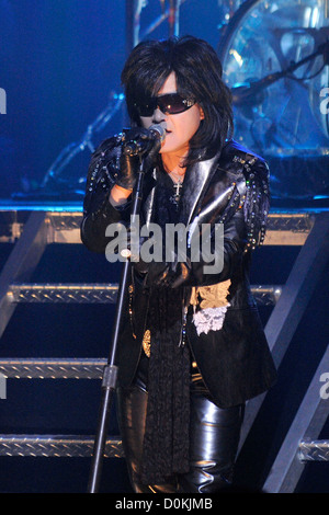 Toshimitsu 'Toshi' Deyama of 'X Japan' performing on stage at