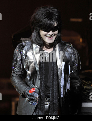 Toshimitsu 'Toshi' Deyama of 'X Japan' performing on stage at