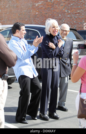 Corky Ballas, Carol Channing and her husband Harry Kullijian outside the dance rehearsal studio ABC-TV's 'Dancing with the Stock Photo