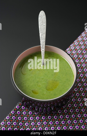 Spinach soup with rosemary oil Stock Photo