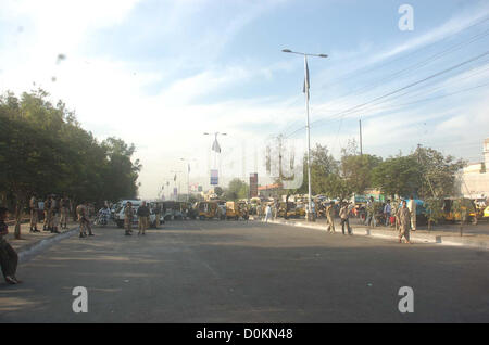 Drivers who privately owned transports blocked the rod as  they are protesting against unofficial strike call by the CNG Pumps owners during a  demonstration at M.A Jinnah Road in Karachi on Tuesday, November 27, 2012. The rickshaw  and taxi drivers, irked by the unannounced CNG closure, blocked the MA Jinnah Road by  bringing their vehicles to halt. Due to their protest, a massive traffic jam was observed on MA  Jinnah and the other adjoining roads. Stock Photo