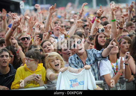 Music fans watching The Kooks The V Festival 2010 held at Hylands Park - Performances - Day Two Chelmsford, England - 22.08.10 Stock Photo