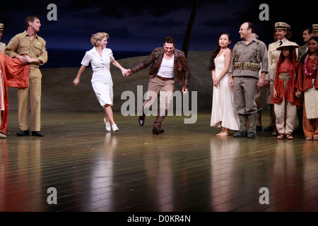 Andrew Samonsky, Kelli O'Hara, Paulo Szot, Li Jun Li, Danny Burstein and cast Closing night of the Lincoln Center Theater Stock Photo