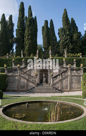 Italian gardens, Villa Sommi Picenardi, Olgiate Molgora, Lombardy, Italy Stock Photo