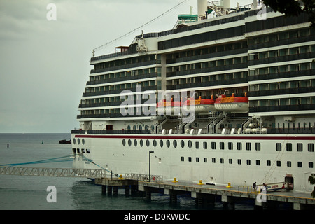 A cruise ship in port at Roataan in Honduras. Stock Photo