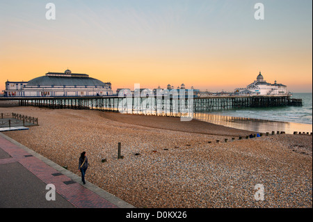 Sunset over Eastbourne Pier, Sussex. Stock Photo