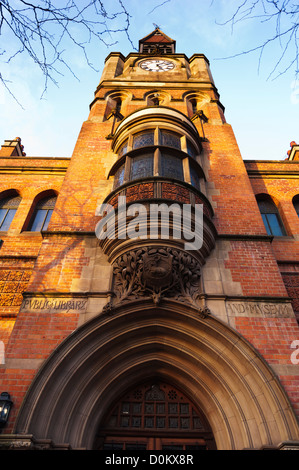 Looking up at the facade of Derby Central Library and Gallery. Stock Photo