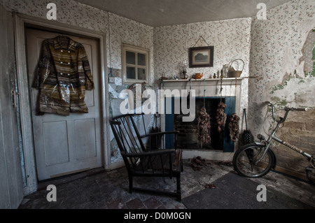 Inside an abandoned cottage Stock Photo