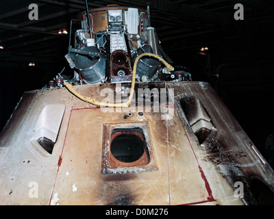 The charred ablative heat shield boilerplate Apollo Saturn AS-201 command module recovered USS Boxer.  This was first launch Stock Photo