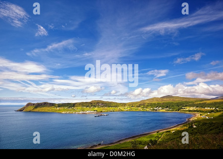 view on Uig harbour and village, Isle of Skye, Trotternish peninsula, Scotland Stock Photo