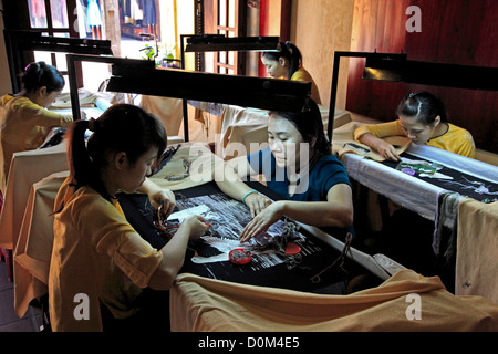 Hand embroidery gallery, Hoi An, Vietnam Stock Photo