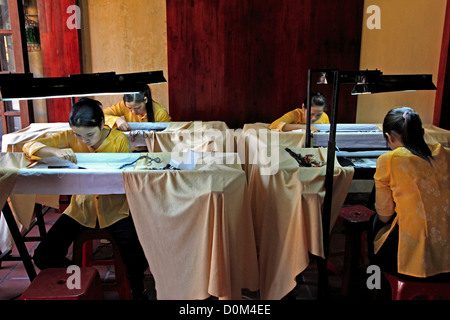 Hand embroidery gallery, Hoi An, Vietnam Stock Photo