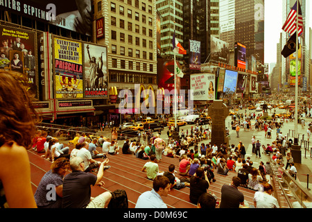 Bird's eye view of Times Square and New York skyline from above Stock ...