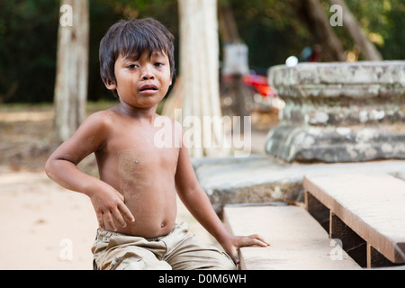 Crying Cambodian boy Stock Photo