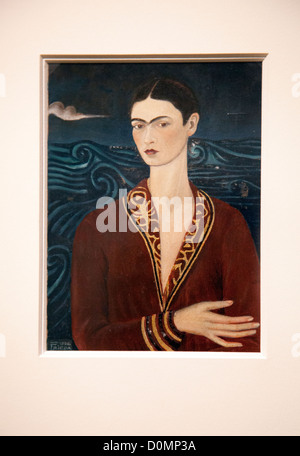 Painting , ' Self Portrait Wearing a Velvet Dress', at Museo Frida Kahlo in Coyoacan in Mexico City DF Stock Photo