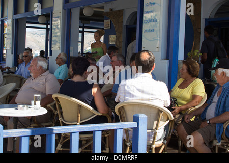Busy waterfront cafe. Argostoli Cephalonia Greece Stock Photo
