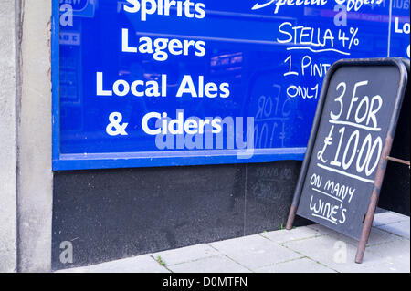 28th November 2012. UK Government proposes a minimum price for alcohol of 45p a unit in England and Wales to tackle problem drinking. Stock Photo