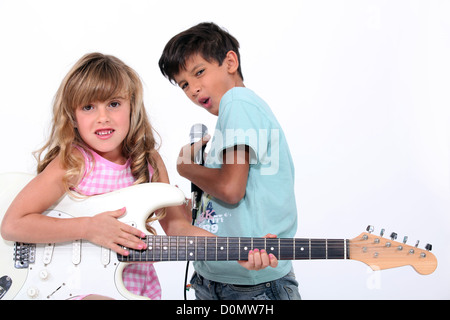 Children in a rock band Stock Photo