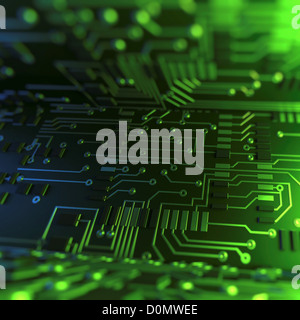 Diagram showing the complex conductive pathways that make up a printed circuit board. Stock Photo