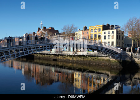 Ireland Dublin River Liffey Ha'penny Bridge 1816 Stock Photo