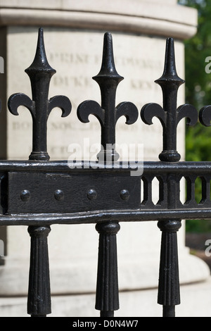 Iron railing around small park garden in London, England Stock Photo