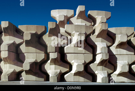 Storm wall defence blocks stacked up. Stock Photo