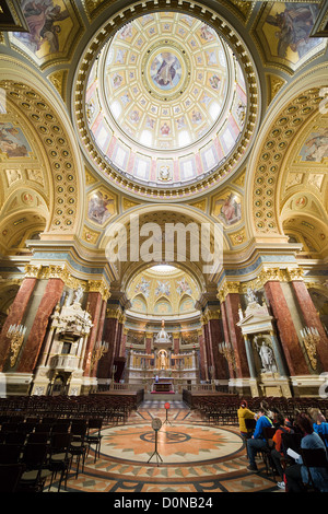 Ornate interior of the St Stephen Basilica in Budapest, Hungary. Stock Photo