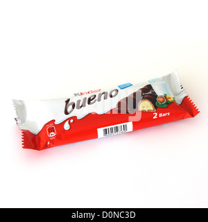 Kinder Bueno Chocolate Bar On A White Background Stock Photo
