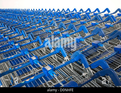 supermarket trolley park Stock Photo