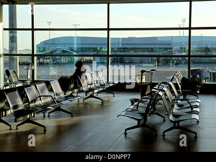 empty seats in new airport hall building Stock Photo