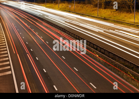 Night traffic on a UK motorway Stock Photo