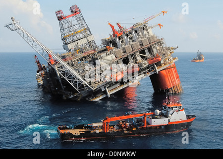 Oil Rig Damaged by Hurricane Dennis Stock Photo